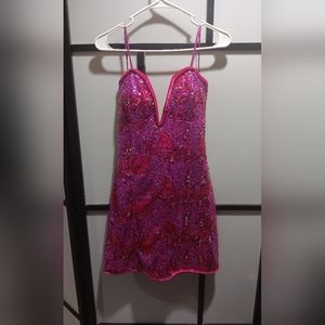 Pink Sequin Dress l Mini Dress
